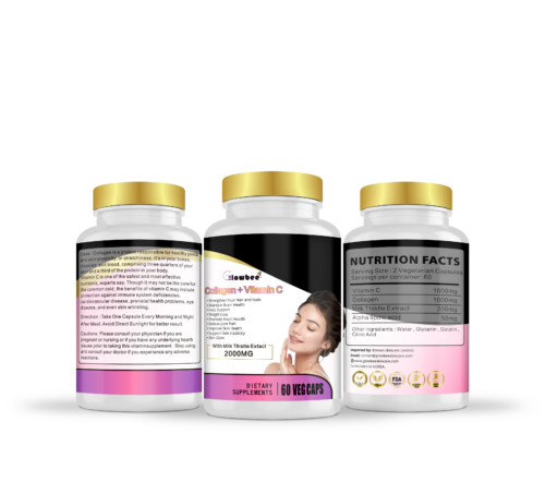 Glowbee Collagen + Vitamin C - 2000MG | 60 Veg Capsules Loaded with Skin Benefits