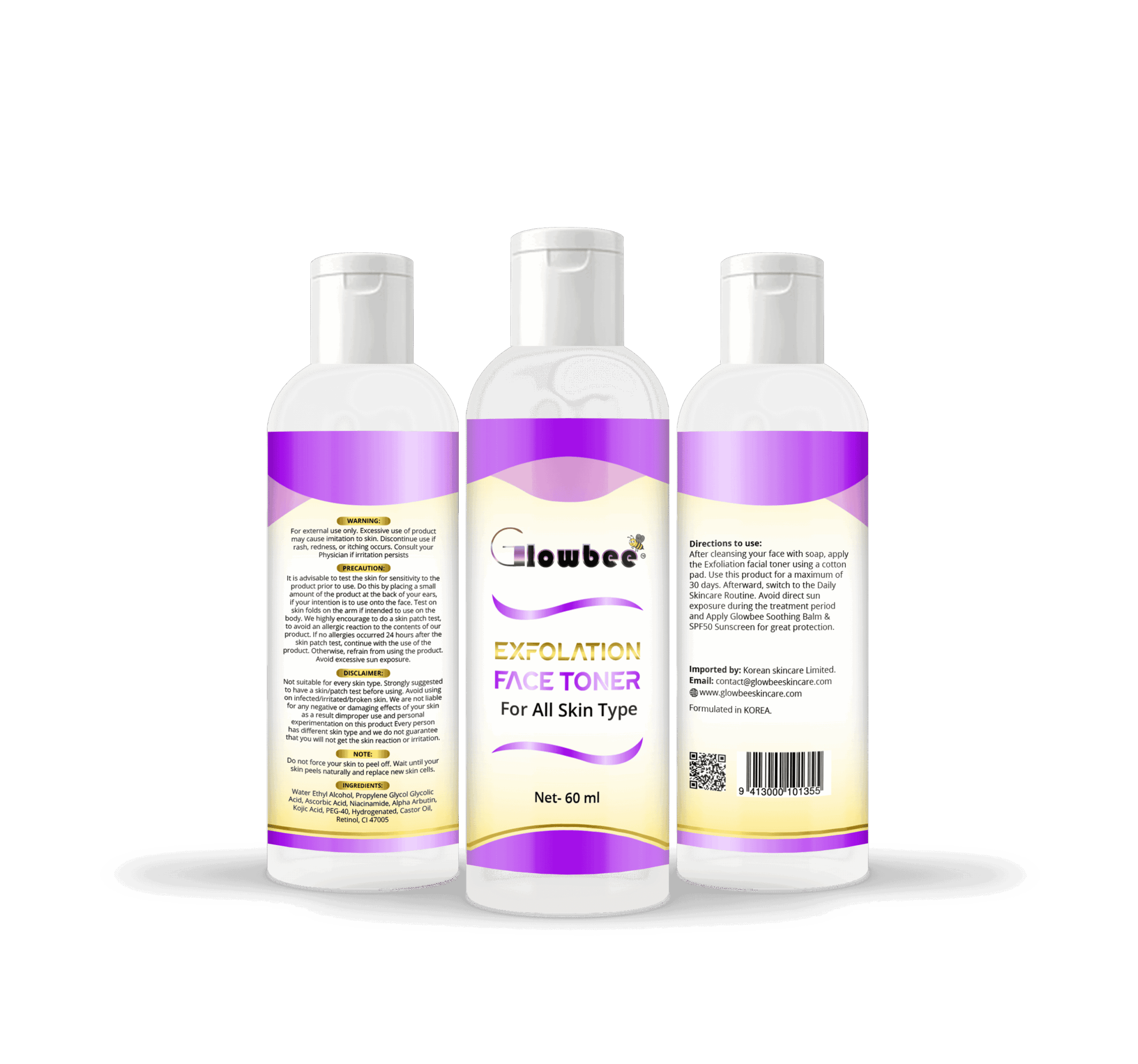 Glowbee® Exfoliation Face Toner – For All Skin Types (60ml) - Image 2